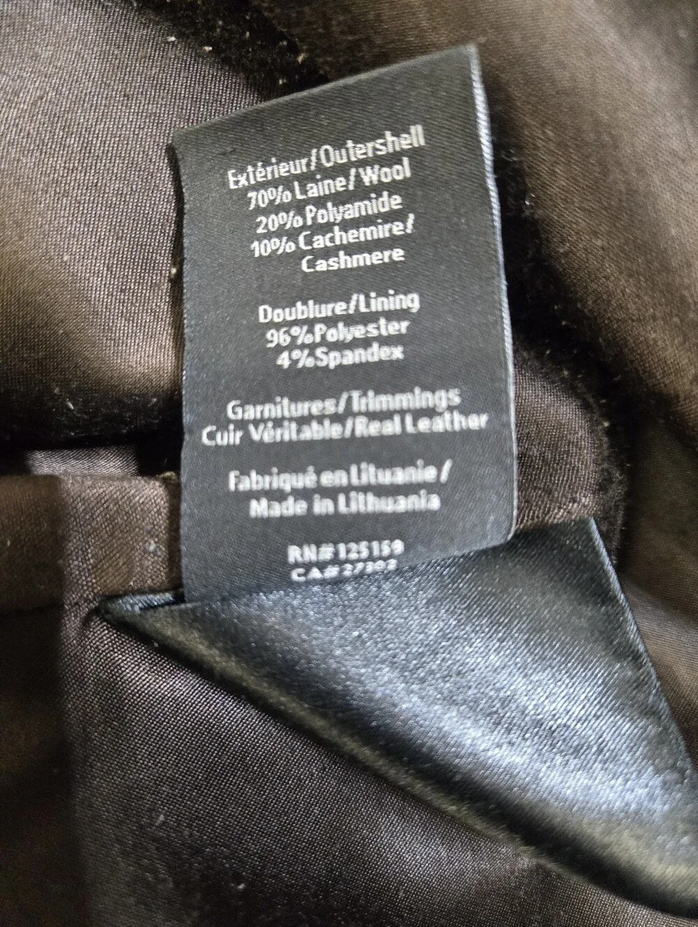 Mackage Men's Size 44 Brown Wool layered inner zip bib leather trim Coat